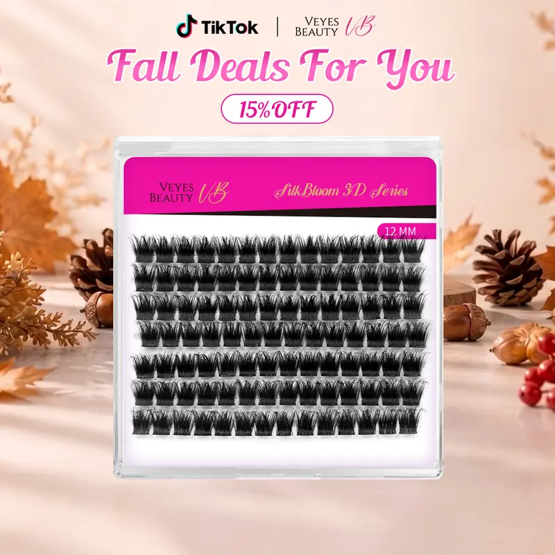 VEYESBEAUTY VB-Xtreme Lashes Clusters Kit, 3D Volume Lash Clusters False Eyelashes & Adhesives, Separated Lightweight Design, Invisible Band, CC Curl, Single Length, DIY Eyelash Extensions Makeup Products for Adults