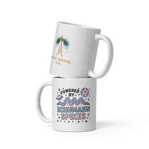 Soul Signal Co. Powered By Schumann Spikes Ceramic Mug 11oz Reusable Washable Coffee Cup Dishwasher & Microwave Safe Mug Drinkware