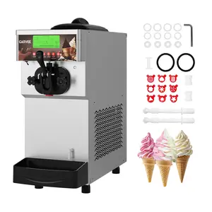 Garvee 1000W Single-Flavor Commercial Soft Serve Ice Cream Maker, 2.8-5.3 gal/H Soft Serve Machine with LED Display, Self-Cleaning, High Productivity Equipment for Restaurants & Snack Shops