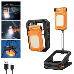 1PC Rechargeable Work Light with Clamp,  Clip on Lamp with Magnet, Hook, Telescopic Stand, 360° Rotatable Portable LED Clamp Work Light for Boat, Job Site, Workshop, Car, Desk, Bench