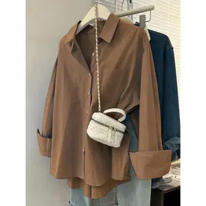 WomenCasualSolidColorDropShoulderLooseBlouse,AutumnLongSleeveShirt