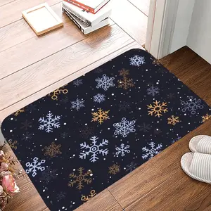 Winter Snowflake & Snowfall Doormat   Non Slip, Absorbent Welcome Mat for Entryway, Kitchen, Bath   16x24 Inch Holiday Decor