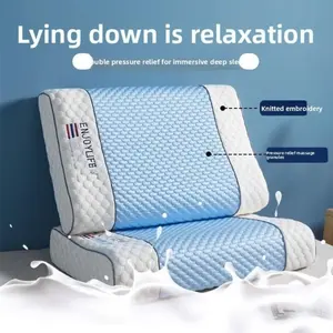 Memory Foam Cervical Pillow for Neck Relaxation, Orthopedic Memory Foam, Breathable Pillowcase for Back and Stomach Sleepers, Comfortable Travel Pillow