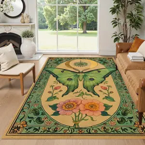 Vintage Butterfly & Flower Pattern Rug, Butterfly Area Rug, Non-Slip Soft Floor Mat, Decorative Carpet for Living Room & Bedroom, Fashion Home Decoration Accessory, Vintage Floral Rug, Vintage Design Rug, Vintage Printed Rugs