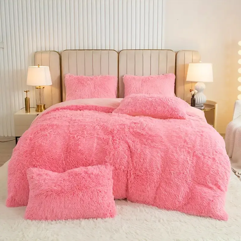 3-Piece Multicolor Plush Duvet Cover Set, Soft and Warm, Ideal for Bedrooms, Guest Rooms, and Dormitories.