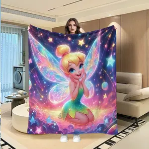 Fairy Tale Fairy Blanket, Soft Warm Digital Print Flannel Throw, Valentine's Day Easter Gift, Sofa Bed Shawl, Multi-Purpose Outdoor Blanket