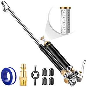 Heavy Duty Tire Inflator with  Gauge, 16.5 Inch Extended Dual  Air Chuck with  Gauge, 10-120 PSI, Semi  Tire Chuck for Rv  Air Compressor Accessories