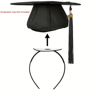 Headband Insert Black Firm Anti-fall Hair Band Graduation Hat Headband Holder for Secure Grad Cap Hat Accessories for Graduates