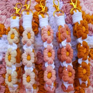 Boho Flower Macrame Wristlet | Floral Wristlet | Accessories | Gifts for Her | Hippie | Keychain | Christmas Gift Ideas | Girly Things
