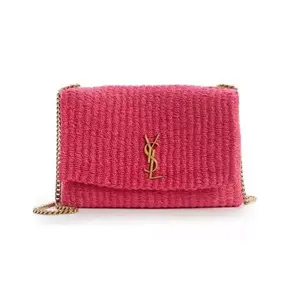 Pre-owned Yves Saint Laurent leather Shoulder Bags $2850 Saint Laurent ﻿Medium Kate Raffia Shoulder Bag Pink Glo