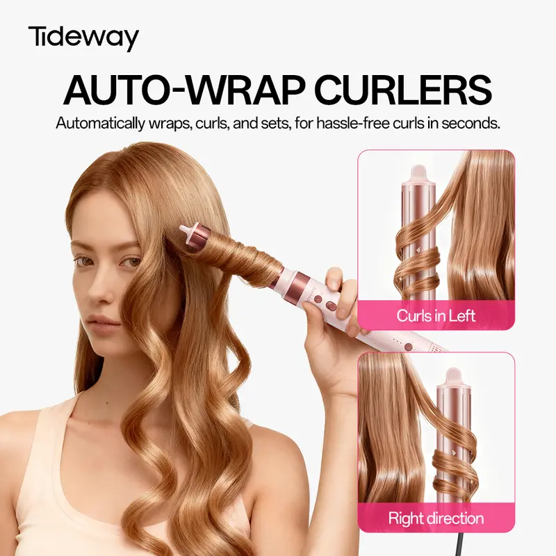 Tideway Prowaver 6 in 1 Hot Air Styler Wrap w/ Ionic Tech, Dual Voltage (100-240V) High-Speed Hair Dryer Brush Auto Wrap Curlers, Volumizing Styling Blower Brush with Travel Bag, Perfect Present for Women Friend Family Gift Christmas New Year Viral 5