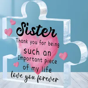 Personalized Acrylic Puzzle Plaque Gift for Sister Birthday, Engraved Forever Sisters Bond Sign for Thanksgiving Christmas