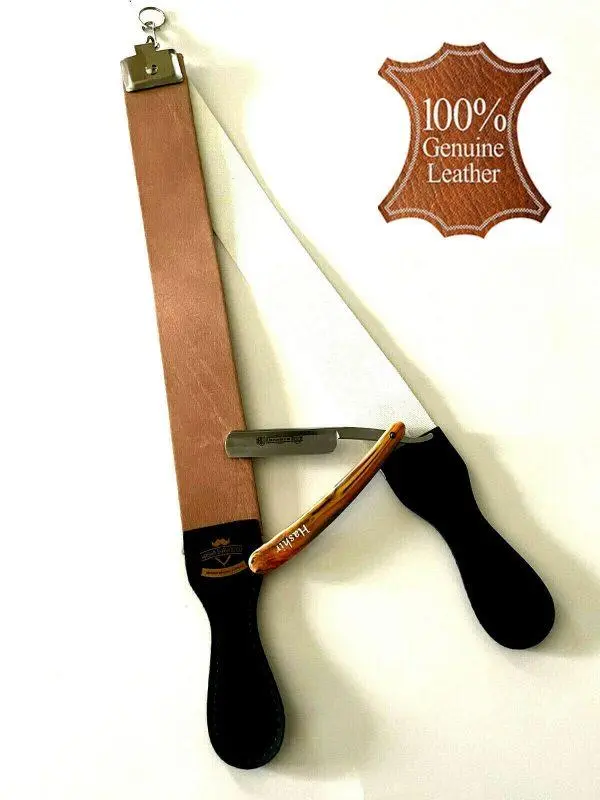 Professional Leather Strop & Carbon Steel Straight Razor Set for Precision Shaving Plastic Case Plastic Case