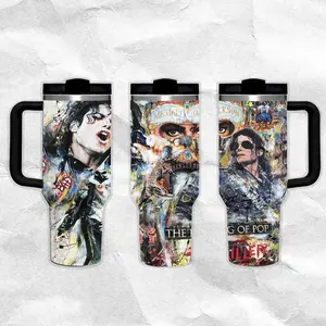 Michael Jackson Themed Insulated Stainless Steel Vacuum Flask, 24H Hot-Cold Retention, Leakproof Lid, Stylish Gothic Minimal Design, Portable Travel Drinkware, Gift for Him, Insulation