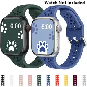 Silicone Watch Band, Cute Paw Pattern Watch Band for Apple Watch Ultra Band 45mm 49mm 42 44 40 38 41 mm, Smart Watch Accessories, Wearable
