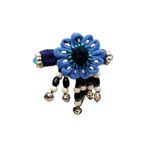 Blue Dyed Bracelet Ethnic Style Handmade Tie Dye Fabric Bracelet Women Wristband Travel Gift