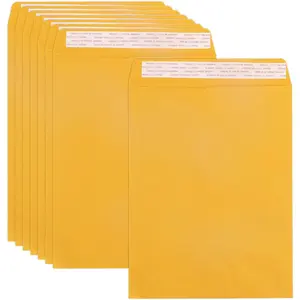 10x13 Catalog Envelopes Self Seal 100 Pack, 80GSM Paper Large Yellow Brown Manilla Envelopes with Peel and Seal Flap for Mailing, Organizing and Storage