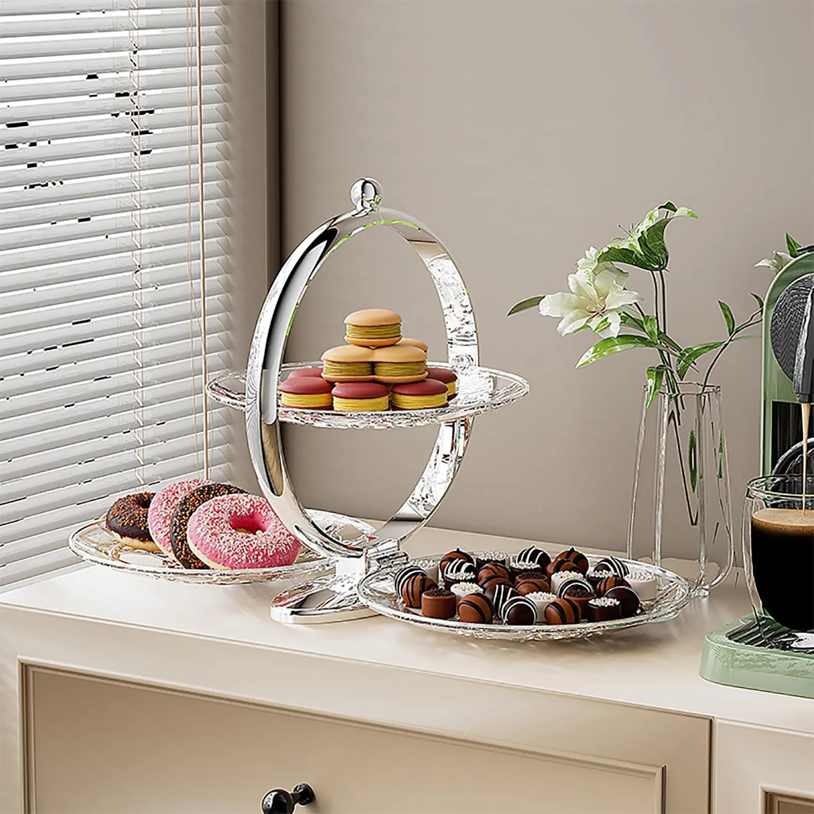 3 Tier Serving Tray Three Tiered Cupcake Stand, Rectangle Serving Platter   Tiered Tray, Party Serving Decorative Tray Decor