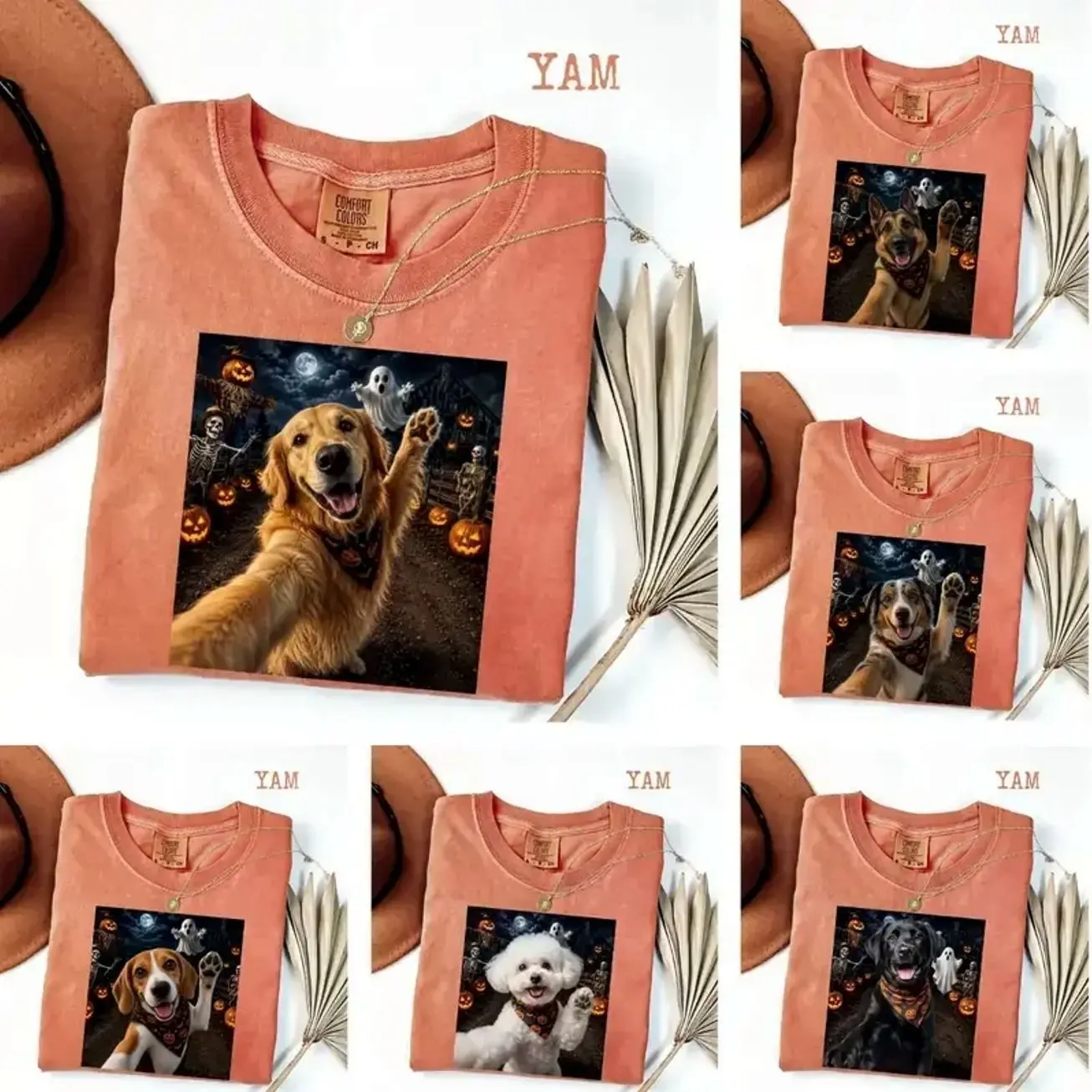 Comfort Colors Custom 50+ Breed Halloween Dog Shirt, Personalized Pumpkin Costume Puppy Tee, Cute Trick Or Treat Dog T-Shirt, Fall Dog Lover Gift, Custom Pet Graphic Tee CYG
