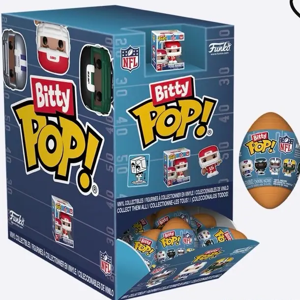 New Funko NFL Mystery Bitty Pop! Vinyl Collectible Figurine - Blind Bag Mystery Football-Shaped Packaging, Detachable Lid, For Unboxing Enthusiasts & People Who Love Collectible Figures, Plastic