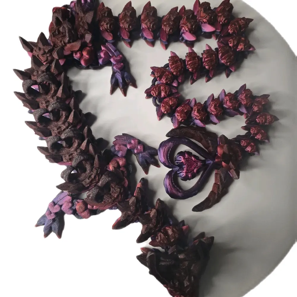 Flexi Crystal Dragon Figurine, Dark Red/Purple/Pink Color Options, 2ft 5.5in Height