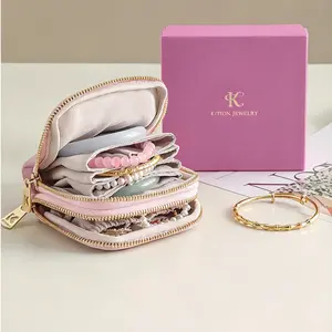 Double-Layer Velvet Travel Jewelry Box, Portable Mini Jewelry Organizer Case for Earrings, Necklaces, Bracelets, Anti-Tarnish Storage Bag for Travel & Daily Use  lala gift for sister