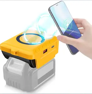 Wireless Phone Charger for Dewalt 20V Battery,Battery Adapter with USB and Type-C Output, for Camping Travel,Outdoor Working (Wireless Charger for Dewalt 20V)