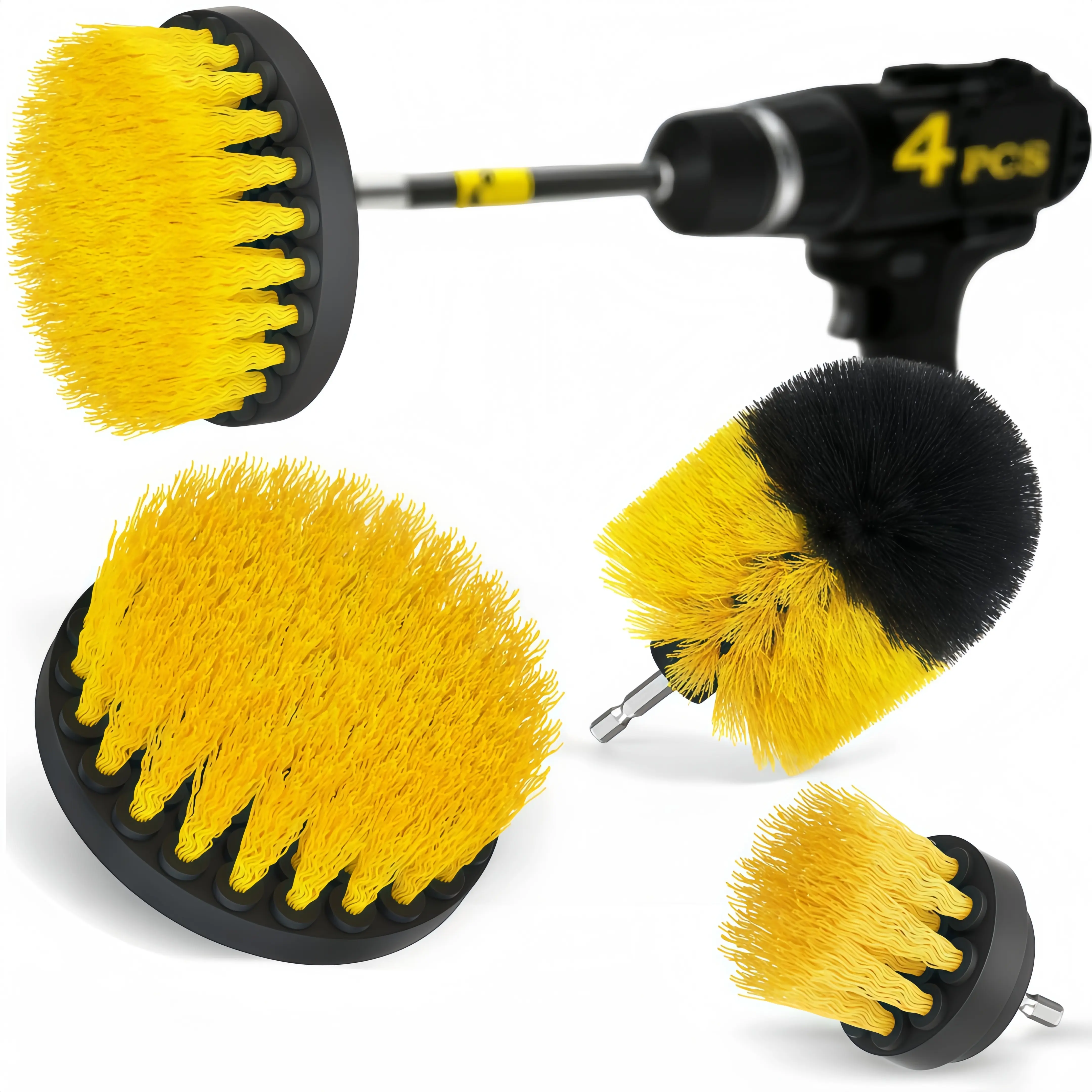 LMMAKE 1SET Drill Brush Attachment Kit, Multi-Size Powerful Quick-Change Cleaning Tool, Rotary Detailing Must-Haves for Car Wheels, Grout, Showers