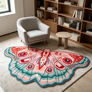 Creative Blue Butterfly Rug, Large Area Living Room Bedroom Carpet, Washable Plush Mat, Boho Style Home Decor, Easy to Clean, Boho Rugs