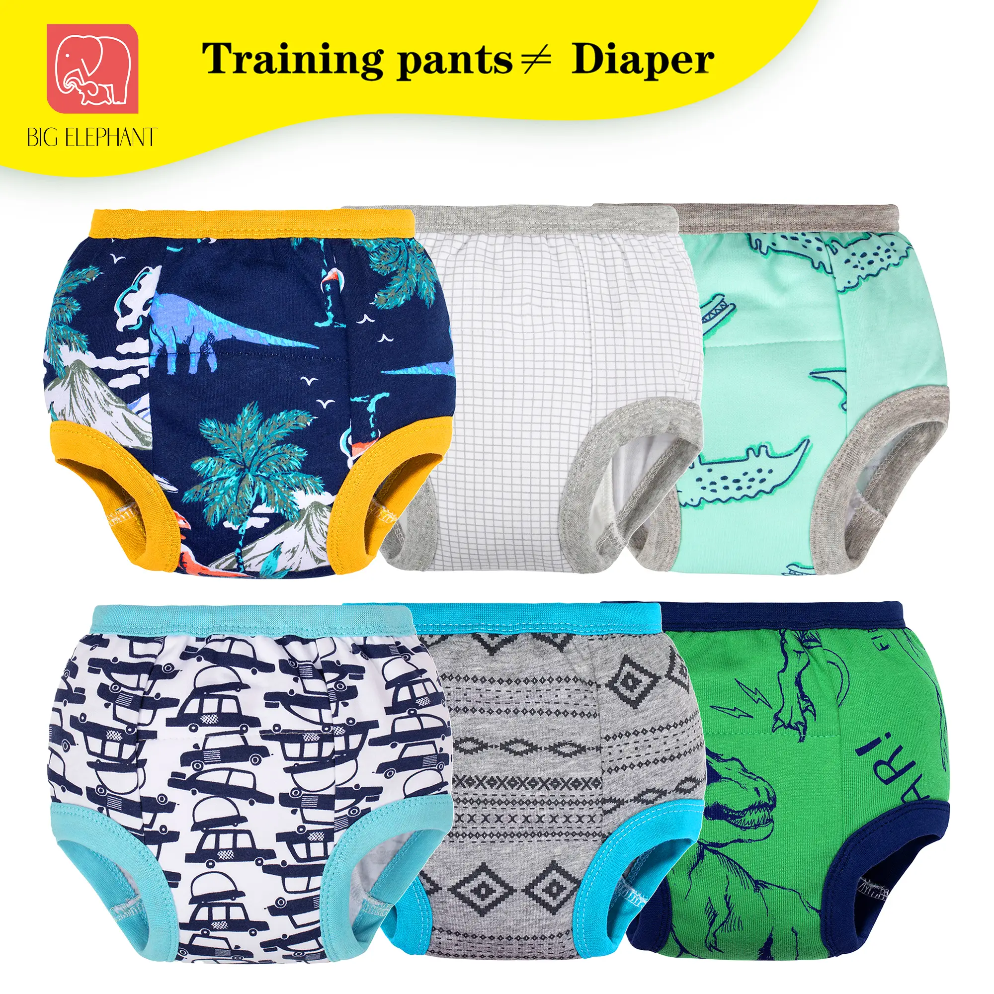 Baby 6 Packs Toddler Training Pants for Boys Girls-Cozy, Fun Designs, 100% Cotton for Easy Toilet Training Reusable & Highly Absorbent Children's Trai