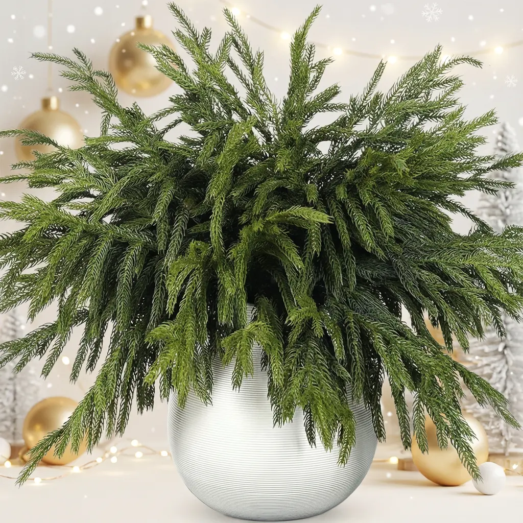 12PCS 18" Real Touch Norfolk Pine Picks, Fake Christmas Greenery Branches for DIY Garlands, Pots, Wreaths & Holiday Decorations-Fast 24H Shipping Artificial Flower Trees