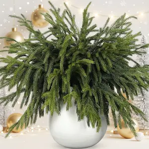 12PCS 18" Real Touch Norfolk Pine Picks, Fake Christmas Greenery Branches for DIY Garlands, Pots, Wreaths & Holiday Decorations-Fast 24H Shipping Artificial Flower Trees