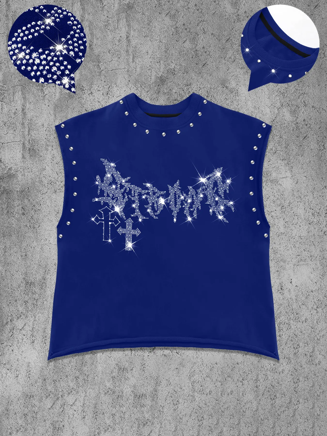Men's Casual Vest with Trendy Thorns Pattern Rhinestone Print, Comfortable and Durable, Perfect for Shopping and Street Style