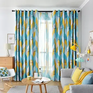 Colorful Geometric Print Blackout Window Curtain, Insulating Dustproof Sunscreen, Modern Minimalist Design for Bedroom and Living Room
