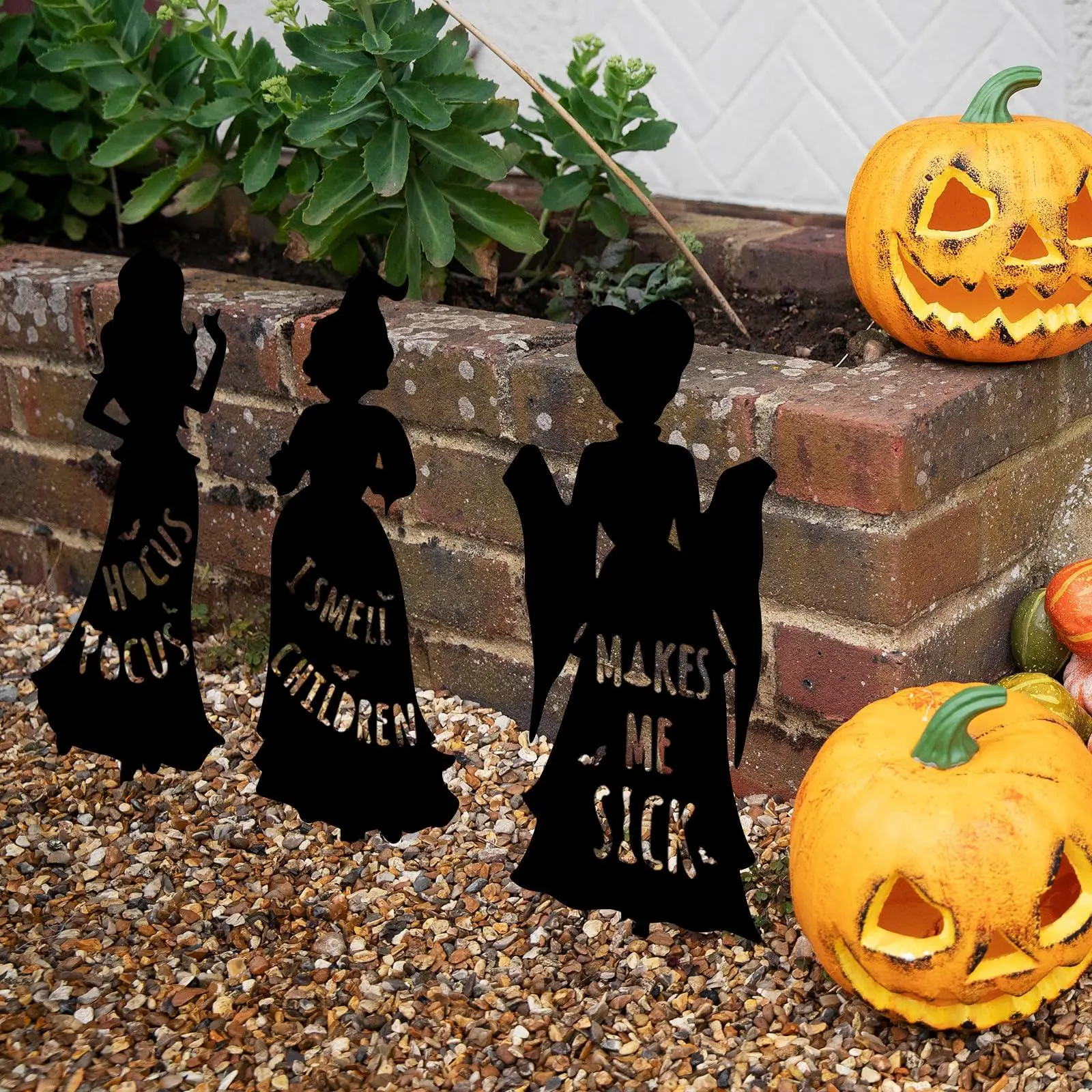 Hocus Pocus Witch Yard Stakes Halloween Outdoor Decor, Metal Silhouette Lawn Signs, Spooky Garden Party Decorations for Yard, Porch & Haunted House Party Decoration Supplies Ornaments Decor