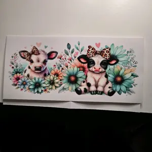 Cow Print Decal with Adorable Calf Art and Vibrant Floral Design for Home Decor