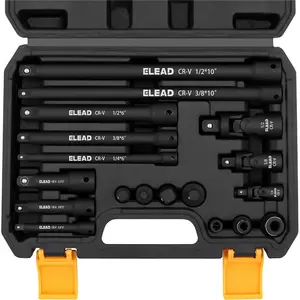 18-Pieces Impact Socket Extension Set: 1/4", 3/8" & 1/2" Drive Socket Extension Bar, Socket Adapter Set, Swivel Universal Joints & Impact Coupler