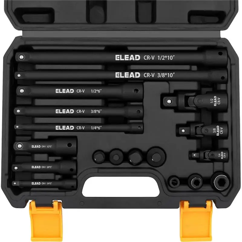 18-Pieces Impact Socket Extension Set: 1/4", 3/8" & 1/2" Drive Socket Extension Bar, Socket Adapter Set, Swivel Universal Joints & Impact Coupler