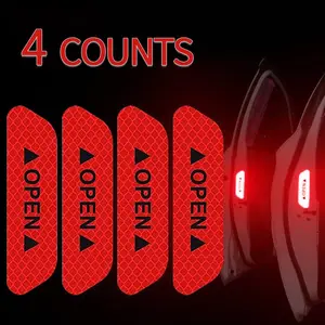 4pcs Car Door Reflective Warning Stickers, Easy to Apply Improve Visibility and Safety, Reflective Warning Tape, Open Reflective Sticker, Vehicle Exterior Decoration