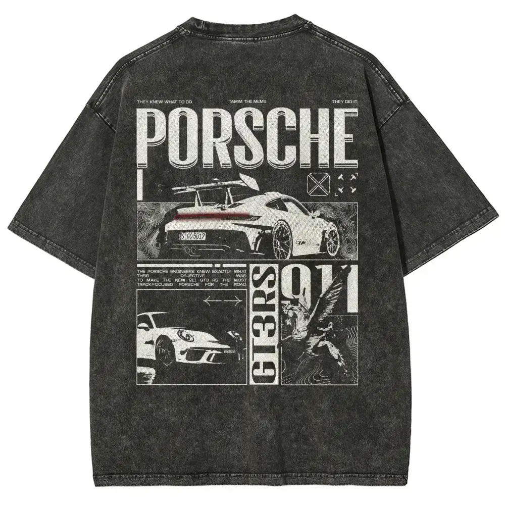 Vintage GT3RS Graphic Washed T-Shirt - Unisex Oversized Acid Wash Streetwear Tee. Premium Retro Sports Car Apparel Tops For Men, Casual Y2K Urban Clothing, The Ultimate Car Guy Gift For Summer Outfits, Track Meets, And Everyday Street Style Looks