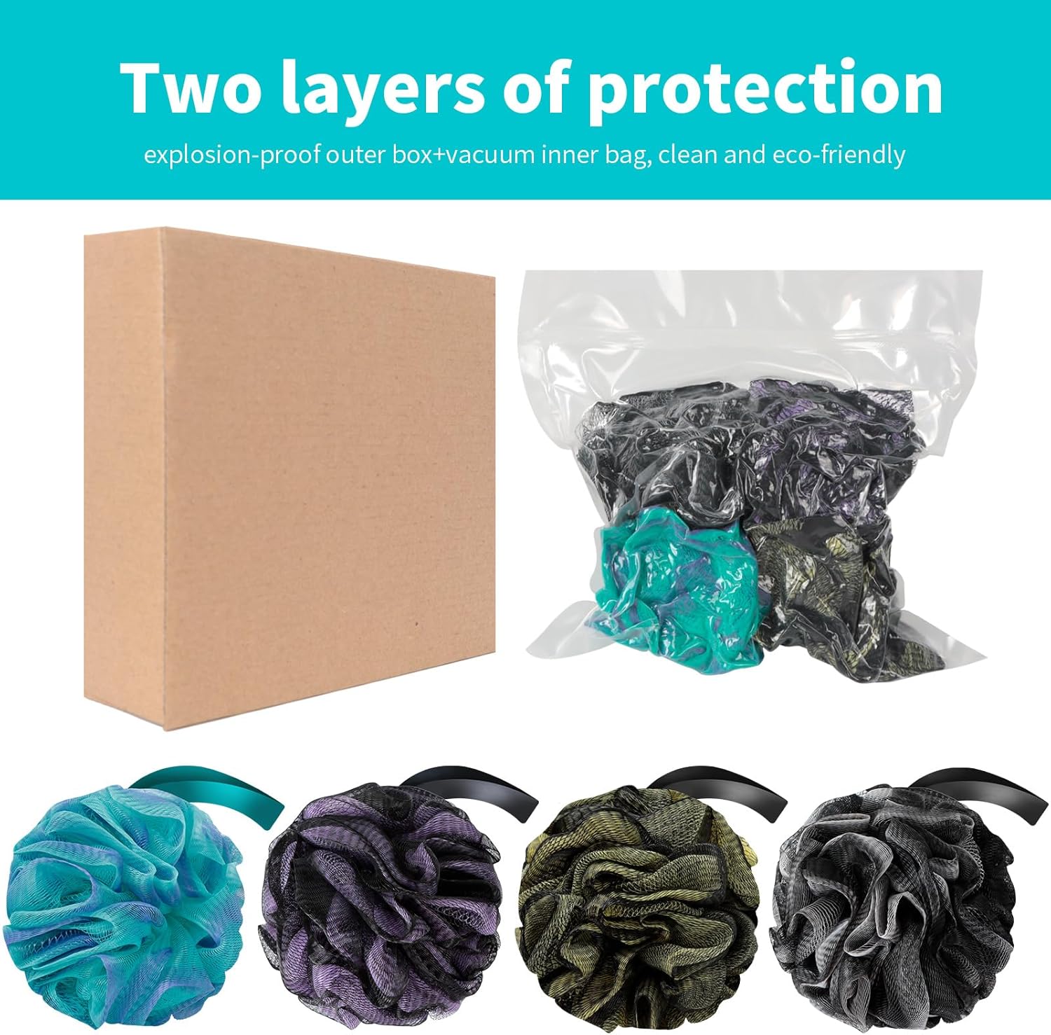 Bath Loofah Shower Sponge Back Scrubber Soft Mesh Exfoliating Shower Puffs for Women & Men Pack of 4 Body Wash Sponges Deep Cleansing & Skin Exfoliation Bath Accessories