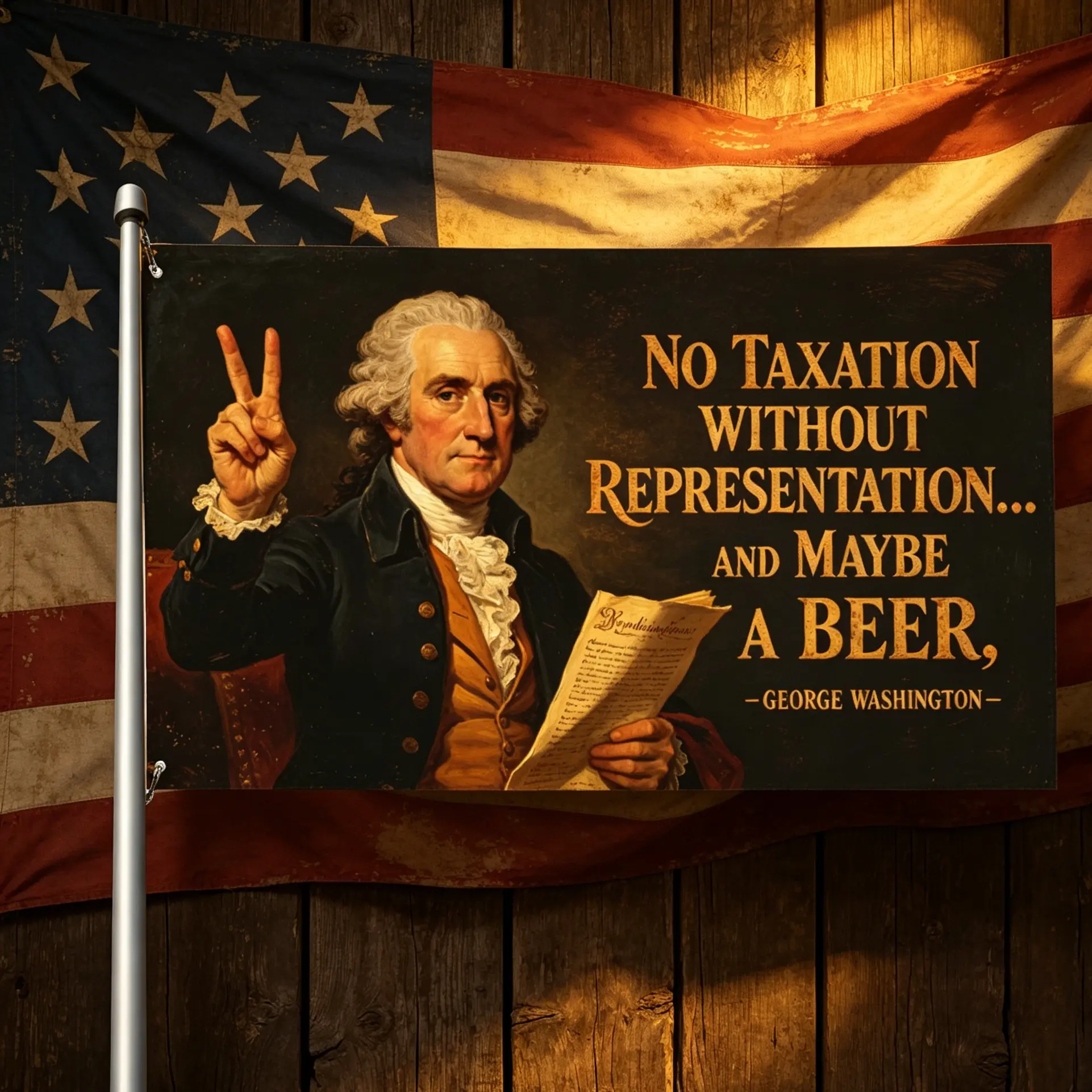 George Washington Beer Flag 3x5FT Single Sided Polyester Weather Proof Funny Patriotic Drinking Banner Home Bar Patio Man Cave Backyard Wall Decor USA Humor Holiday Party Decoration Gift