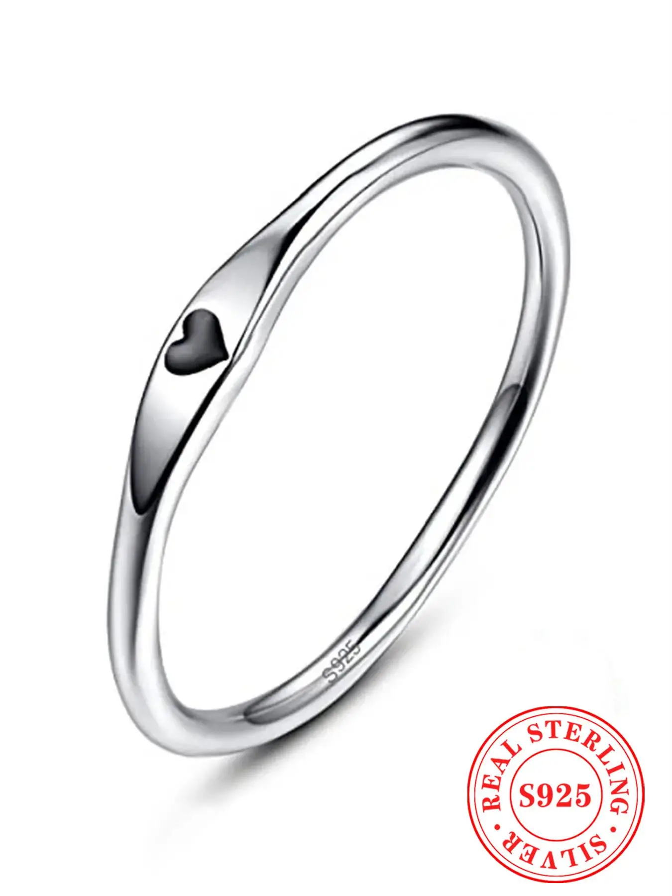 S925 Sterling Silver Classic Heart Design Ring, Fashion Jewelry for Party, Daily Clothing Decor for Girl, Trendy All-match & Exquisite Jewelry for Bi