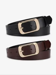 Women's Fashionable Solid Color Buckle Belt, Casual Business Decorative Belt for Jeans Pants Dresses, Trendy All-match & Exquisite Belt for Birthday Gift, Fashionable Buckle Decorated