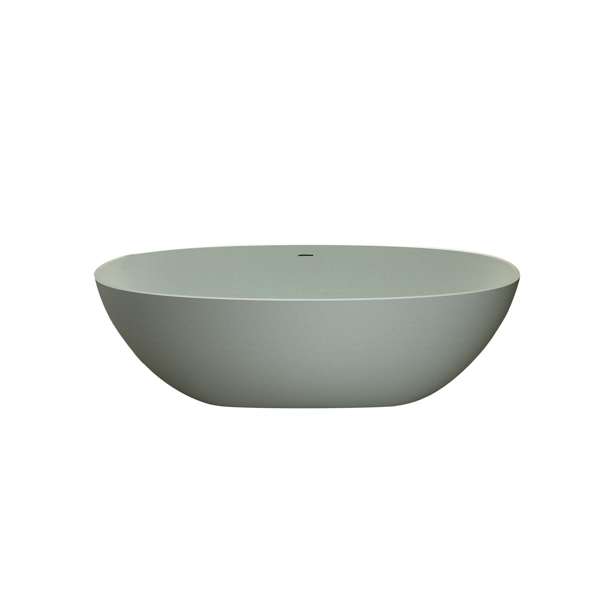 55' Freestanding Bathtub Resin Stone Soaking Bathtub Solid Surface Modern Tubs with Overflow and Pop-up Drain