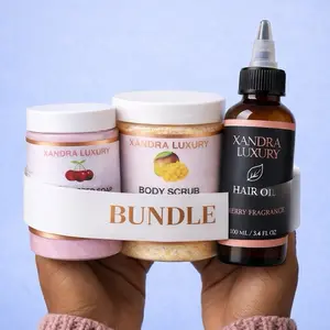 Xandra Luxury Body Care Bundle Whipped Soap Body Scrub & Hair + Body Oil Cherry Fragrance 100 mL