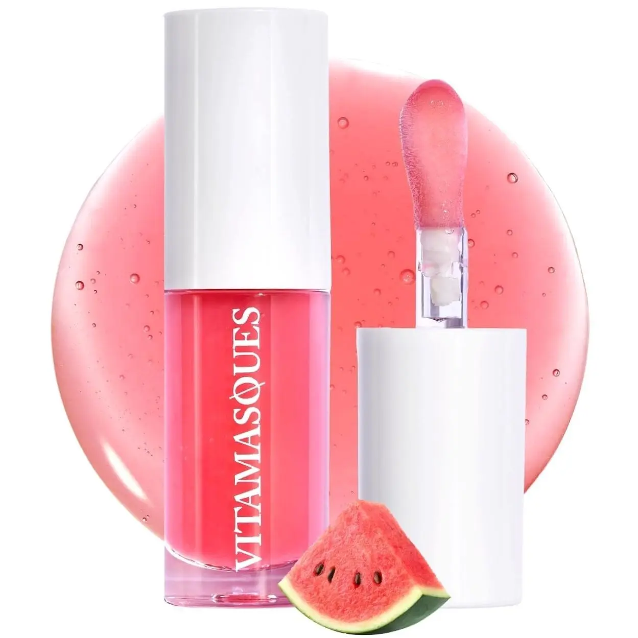 Vitamasques Korean Lip Oil Stain - Watermelon, Plump & Hydrate, Korean Lip Gloss, Lip Gloss plumper, Lip Oil For Women, Non-Sticky Lip Glow Oil Moisturizing - 0.17 Fl Oz