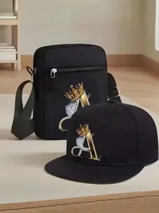 Men Women Street Style Baseball Cap & Crossbody Bag Set, Adjustable Graphic Print Hat & Trendy Shoulder Bag, Outdoor Sports Gift