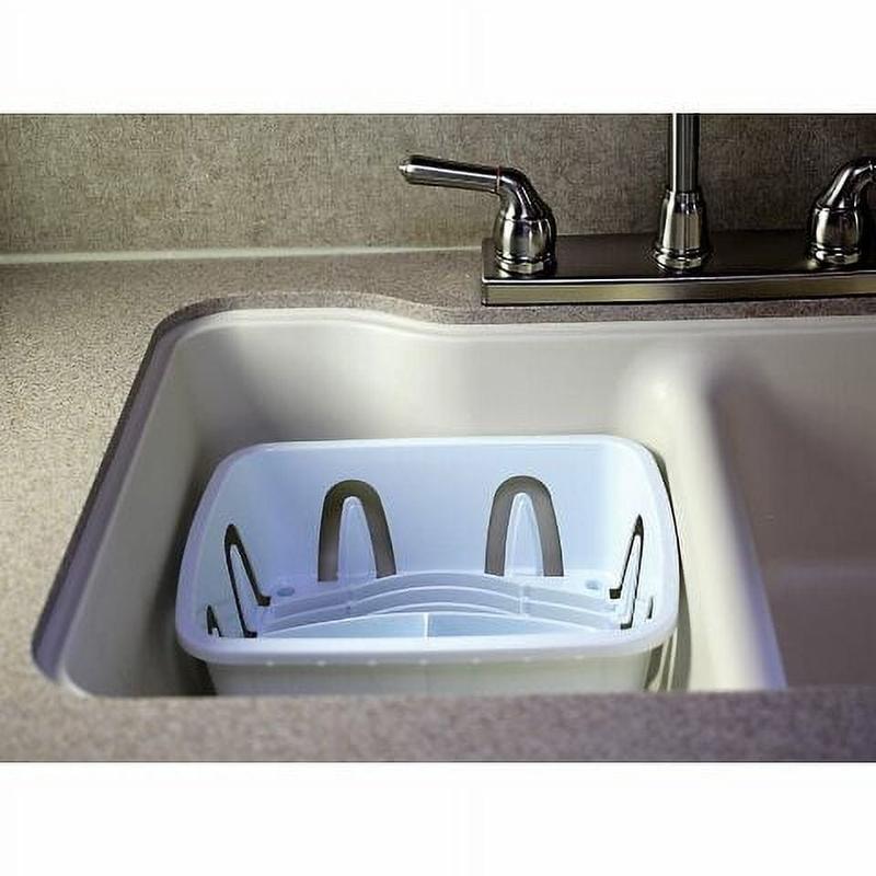 CAMCO Plastic Rectangle Countertop Dish Rack with Tray - White, Compact-Fit, Snaps-On Kitchen Storage Rack, Stand-Alone & Compact Organizer Draining Boards for Sink Drainage
