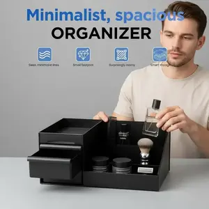 Men's Perfume Organizer Box, Multiple Compartments Cosmetic Storage, Bathroom Vanity Tray, Modern Aesthetic Plastic Holder, Home Decor, Beauty Organizer, Makeup Tool Organizer